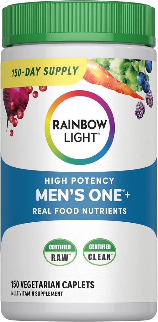 Rainbow Light Mens One High Potency Daily Multiвитамини, Вегетарианци, 150 ct., Package May Vary