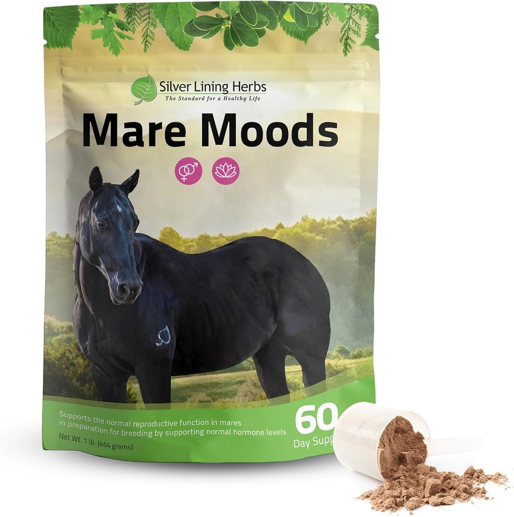 Silver Lining Herbs Mare Moods Horse Calming Supplement - Natural Hormone Balance & Calm för hästar - Herbal Horse Supplements for Mood & Reproductive Support - 1 lb 60-Day