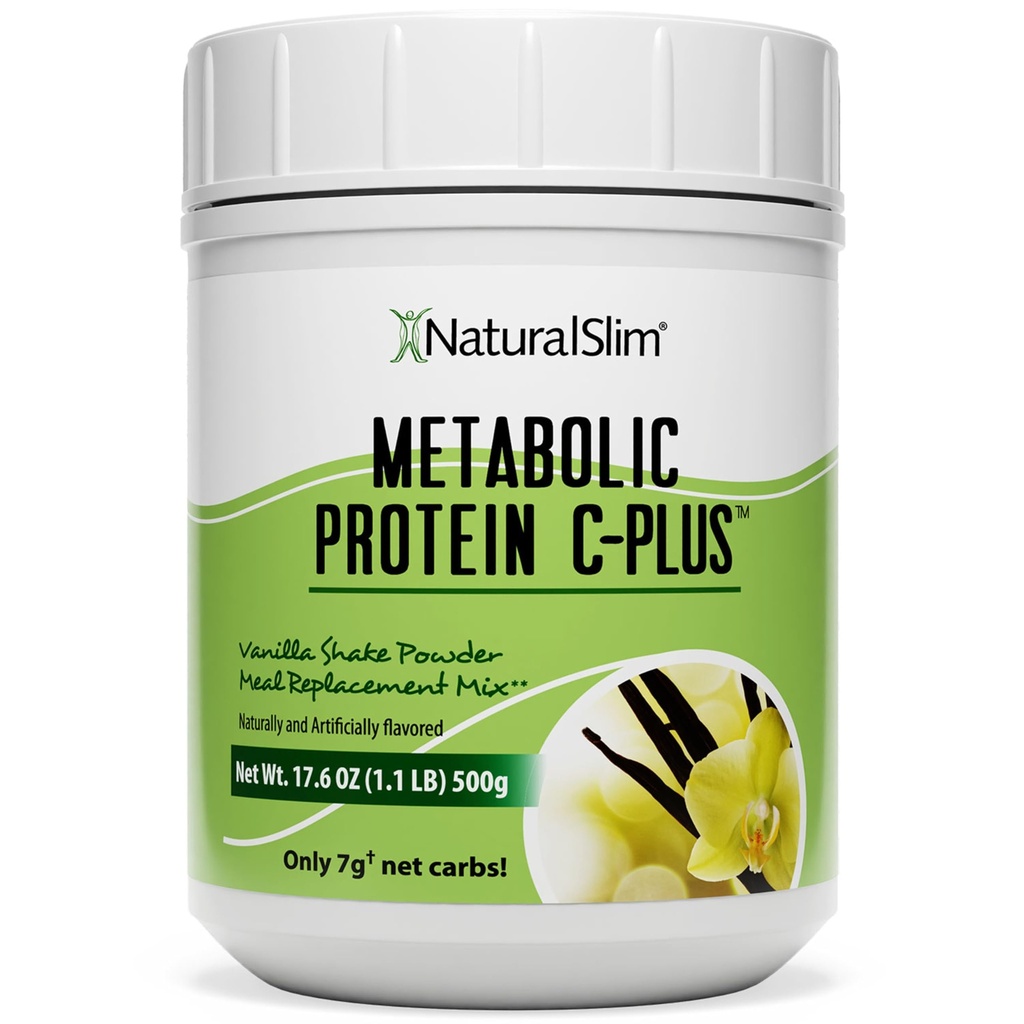Metabolic Protein C-Plus, Whey Protein Powder & Shake Meal Replacement with Vitamin C, L-Glutamine & Digestive Enzymes, Low Carb Protein Drink, Support Metabolism, Energy & Gut health 1.1 lb, Vanilla