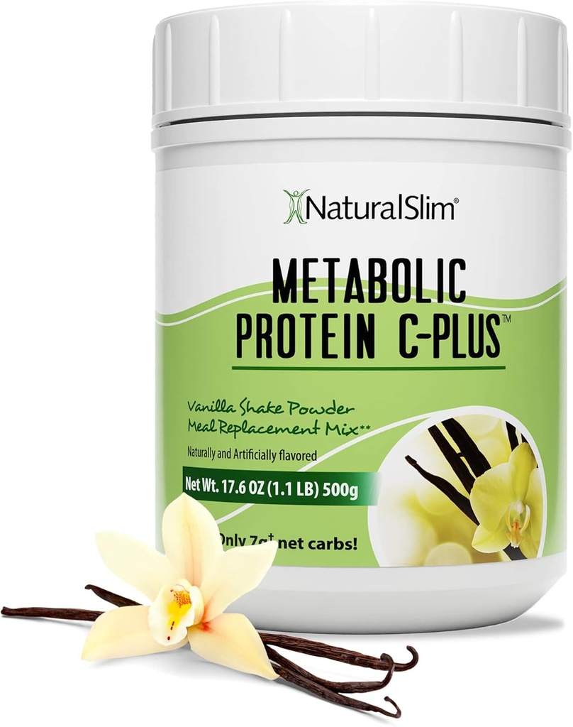NaturalSlim Protein Powder with Vitaminas and Minerals Metabolic C-Plus - Meal Replacement Powder Fortified with Vitamina C, Zinco & Ácido Amino - Chocolate Protein Powder 10 Servings 1.1 lb.