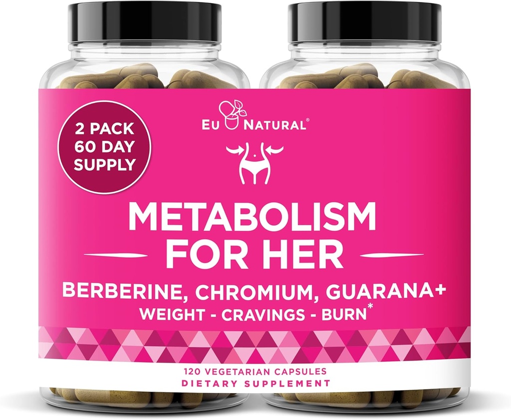 Metabolismus für sie - Appetit & Metabolismus Unterstützung für Frauen - Curb Cravings, Reduce Caloric Intake & Promote Feelings of Fullness - Berberine, Chromium Picolinate & Guarana - 120 Veg Capsules