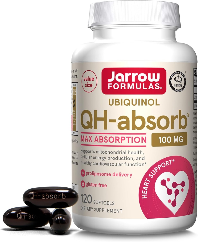 Jarrow Vibras QH- Absorb, 100 mg, Ubiquinol Dietní dodatek pro zdravou kardiovaskulární funkci, 120 Softgels, 120 denní zásobování