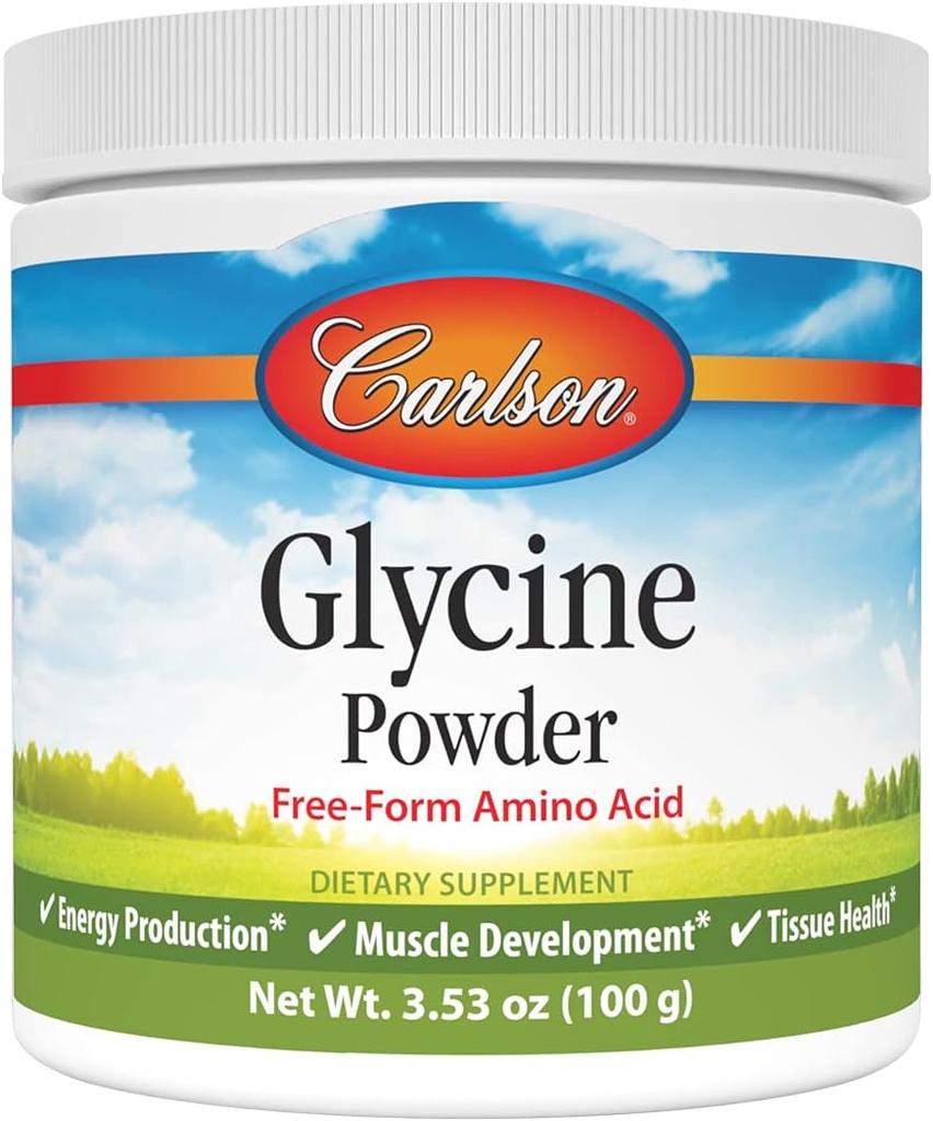 Carlson Glycine Pludum 2000 mg, Amino rūgščių papildai energetikai ir raumenims palaikyti, 3,53 oz (100 g)