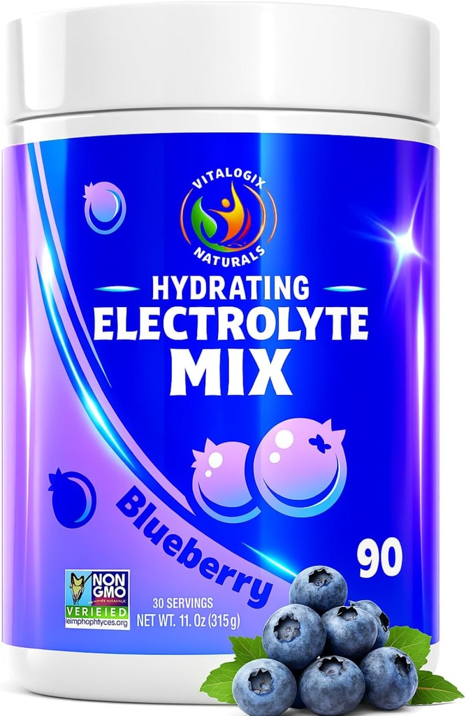 Blueberry Hydration Powder - Zero Sugar Electrolite Drink Mix 124; 90 Seragaman14; Keto, Vegan, Gluten-Free 124; Natural Electrolite for Muscle Recovery, Energy, Cramp Relief 124; untuk Perempuan, pelari