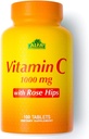 ALFA VITAMINS C-vitamin med Rose HIPS med 1000 mg C-vitamin per servering - Antioxidant & immunforsvar + understøtter sund hud og joints - ikke GMO, Vegan, Gluten Free, Dairy Free - 100 Tabletter