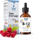 Premium PSH B komplekse flytende dropper med B12 - Natural Energy Booster - USA Laget supplement for energi og fokus Stress Relief og energi og immunstøtte - 2 fl oz
