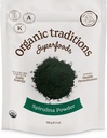 Tradições orgânicas espirulina orgânica em pó Vegan Superalimento não-GMO, 5,3 oz (150g) Bolsa, 50 Servings por saco