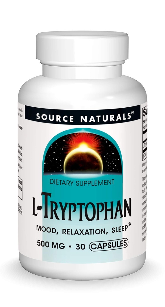 Source Naturals L-Tryptophan, for Mood, Relaxation, and Sleep*, 500mg - 30 Capsules