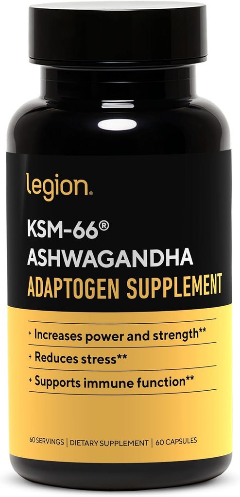 LEGION KSM-66® Ashwagandha Root Extract - Ashwagandha Root Powder Supplement to Improve Your Mood, Sleep & Atletic Performance - Extra Strength Ashwagandha Root Extract (60 Servings)