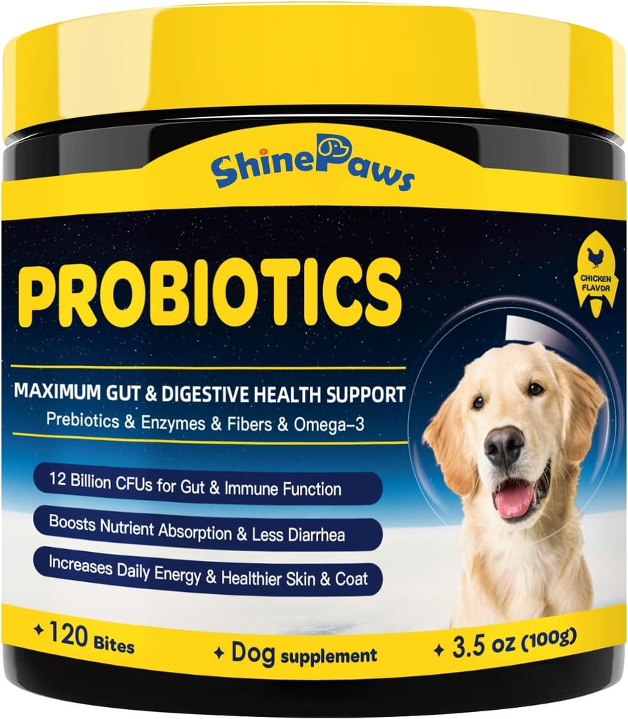 פרוביוטיקה לכלבים - כלב Probiotics for Digestive Health, Prebiotics, Enzymes, סיבים ואומגה 3 עם ויטמינים כדי לקדם את בריאות Intestinal Health, לתמוך ב- Immunity, Allergies & Itchy Skin, 120 Bites Bites