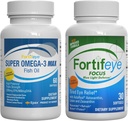 Fortifeye Blue Light and Heart Health Tuki Bundle ... Super Omega-3 Max Fish Oil, 60 Softgels ja Focus Blue Light Defense, 30 Softgels