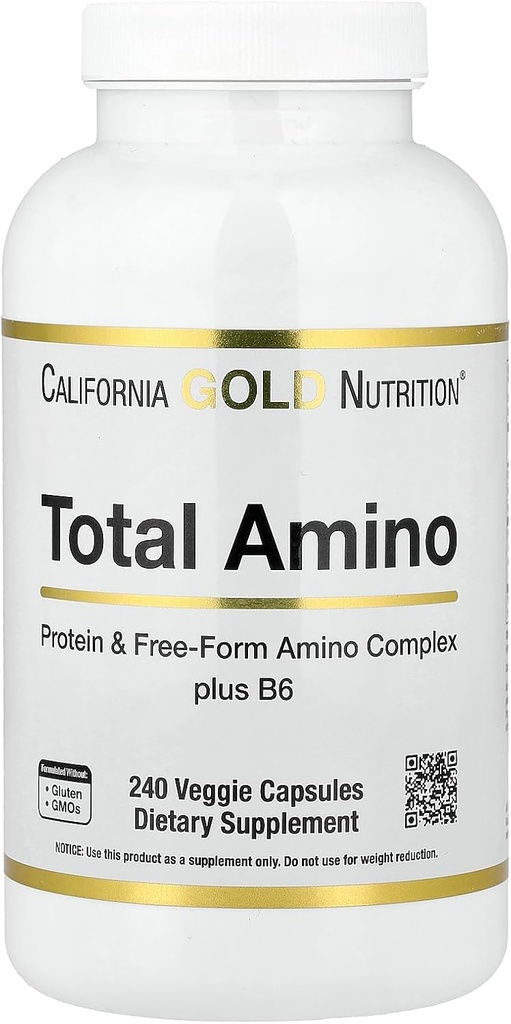 California Gold Nutrition Total Amino with Vitamin B-6, and 20 Amino Acid Blend, 240 Veggie капсули