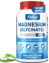 Airboy Magnesium Glycinate 200 mg, Best Magnesium Glycinate for Sleep,120 Vegan Small Capsules, High Absorption Support Relaxation, Sleep and Calm Mood,Non-GMO and No Gluten