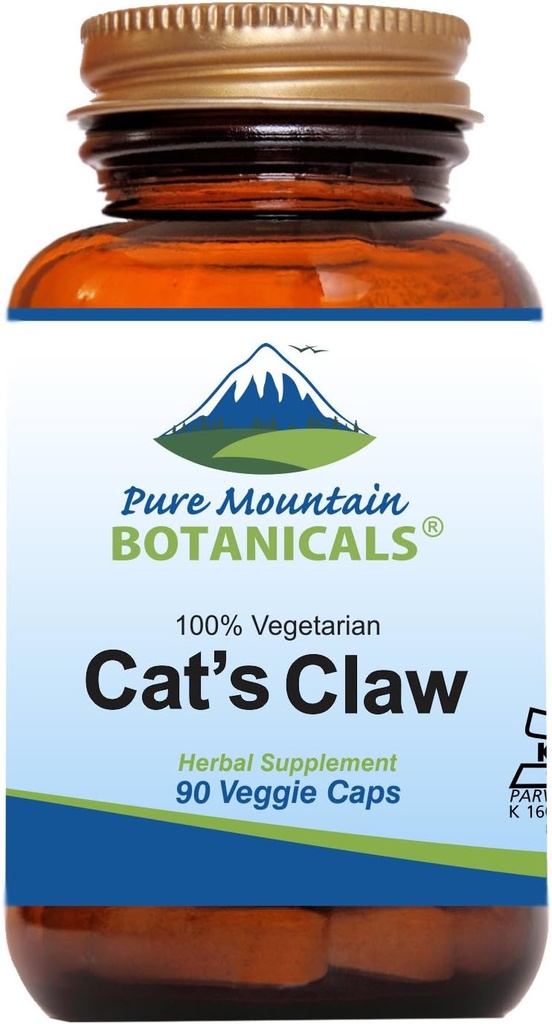 纯山植物学 Cat's Claw Capsules - 90 Kosher Vegan Caps with 1000mg 秘鲁猫 Claw Uncaria Tomentosa 草药补充品