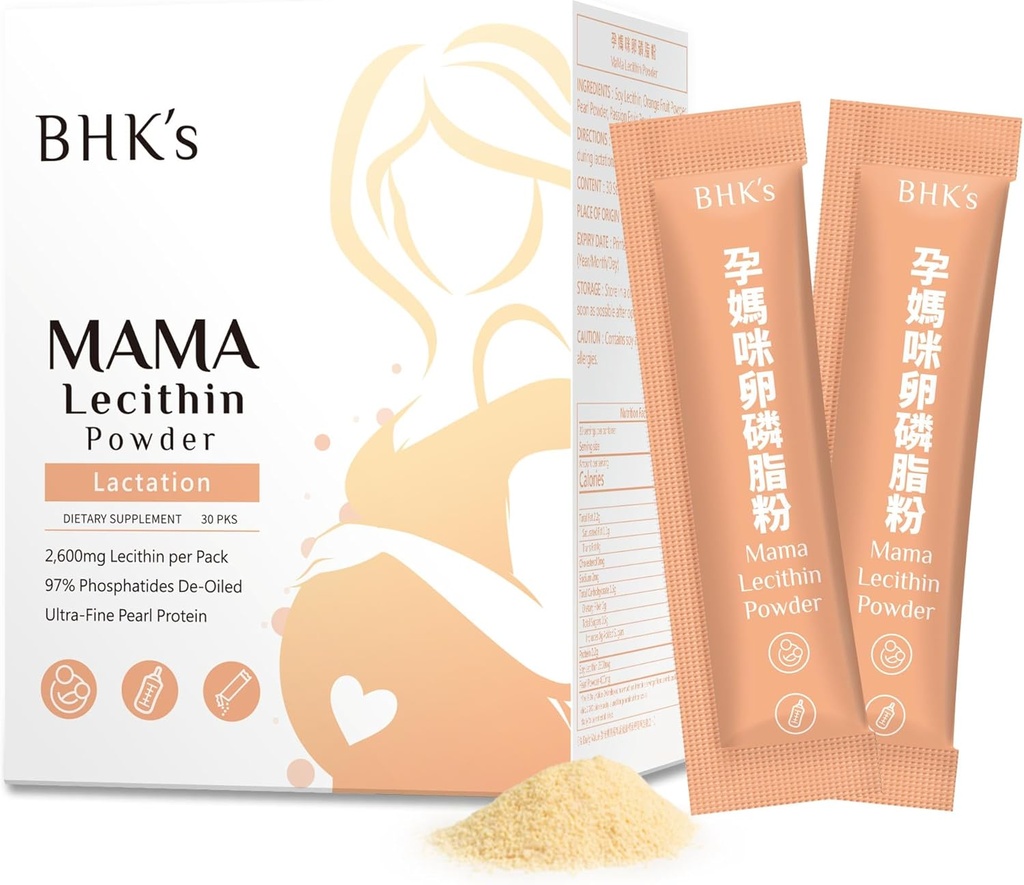 BHK's Lecithin สําหรับ motherged Milk Ducts, Footning Fatty Clogs, รองรับมิลค์ฟล็อฟต์ ปรับปรุงคุณภาพการป้อนนมและเสริมคุณภาพ 30 แท่ง