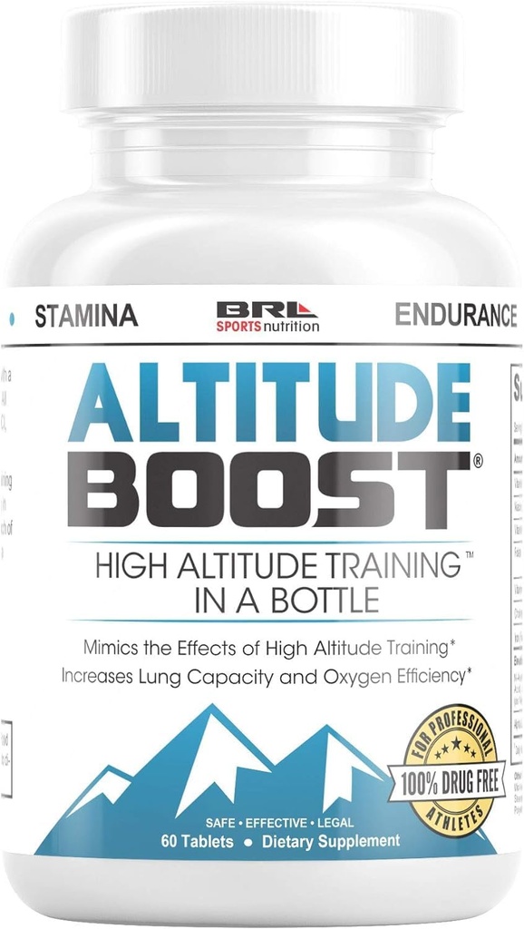Altitude Boost. Treinamento de alta altitude em uma garrafa para aumentar VO2 Max, Endurance, Oxigênio com Ácido Alfa Lipóico, Ferro e Vitamina B 12 (60 Comprimidos)