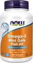 NOW Integratori, Mini Gel Omega-3, 180 EPA/120 DHA, Distillati molecolari, Supporto cardiovascolare*, 180 Softgels