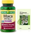 Generic Spring Valley Maca Root 500mg kapselit, Organic Maca Root naisille ja miehille + Exclusive VitaMax vitamiini opas (2 tuotetta)