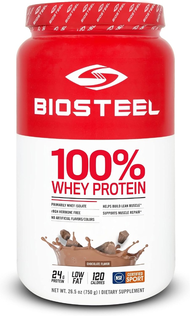 BioSteel chocolate Thể thao Sô-cô-la 100% Whey Protein Powder, RBGH Hormone Free & Non-GM post Workout Công thức, 25 Phục vụ, 25.5 Ounces được tài trợ bởi Athletes, NSF cho Sport