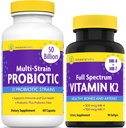 InnovixLabs Vitamin K2 & Probiyotik Sche Full Spectrum Vitamin K2 (90 Softgel Capsules) Multi-Strain Probiyotik (60 Time-Release Capsules). Bones, Immune ve Sağlıklı Gut'ı destekler. *