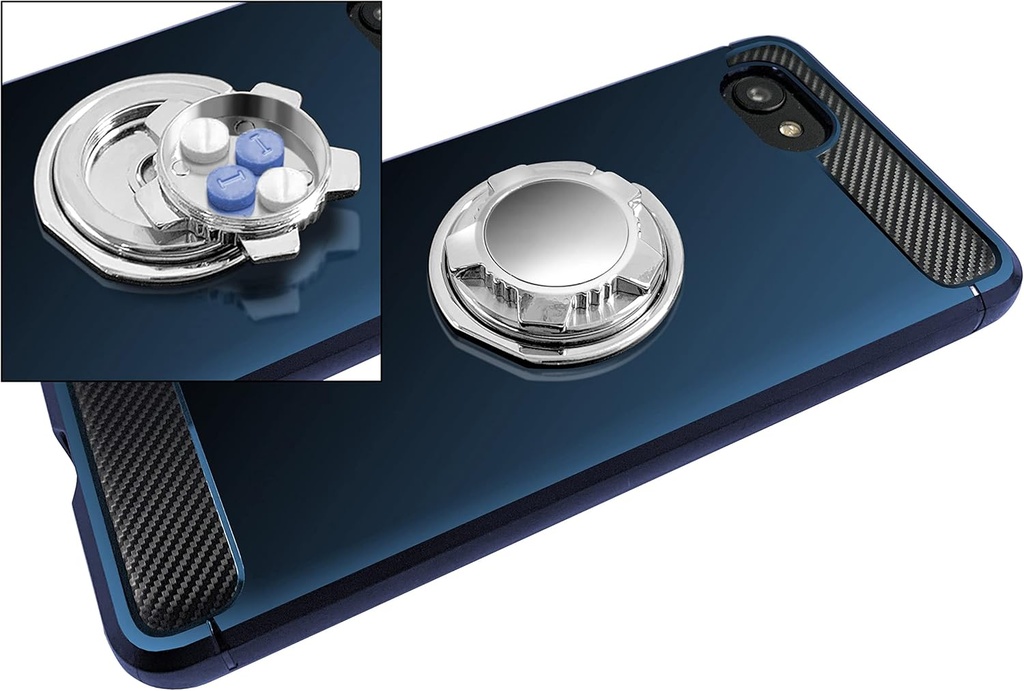 Medcenter Phone Stash Metal Pill Organizer for Phone, Portable Compact Pill Box, Phone Medication Case with Kick Stand to Hold Pills & Additions - подарък за мама, татко, & възрастни