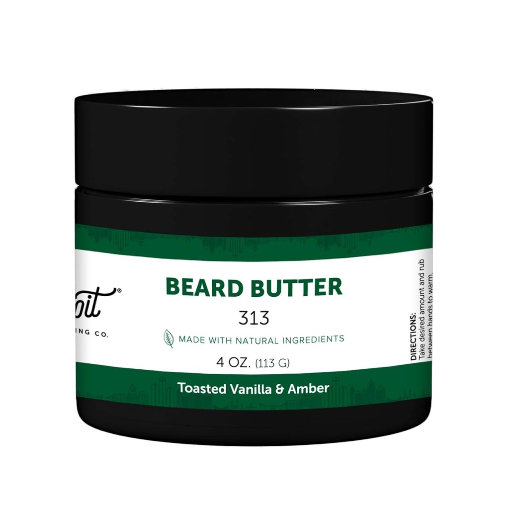 Detroit Grooming Co. Beard Butter for Men | Softens, Thickens & Hydrates con Safflower Oil & Shea Butter | 313 Scent, 4oz