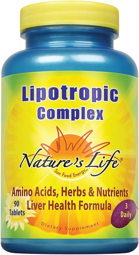 Naturens Life Lipotropic Complex | Overordnet støtte for sunne leverfunksjon | med Choline & Inositol | Ikke-GMO | 90 Vegetariske tabletter