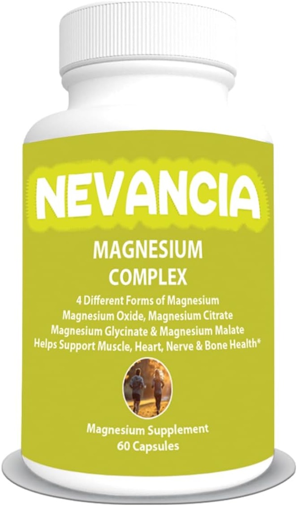 Complex de magneziu cu Glicinat de magneziu, Malat de magneziu, Citrat de magneziu, Oxid de magneziu, Stres & Sleep Aid, Brain & Heart Support, Muschi, Suport Joint & Bone