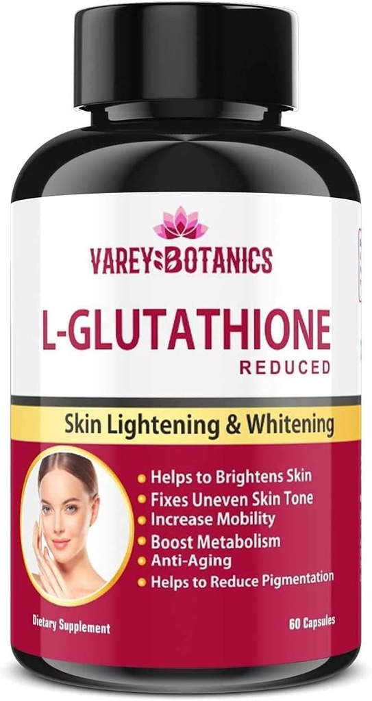 SPEC VAREY BOTANICS L-Glutathione Skin Whitening and Lightening Capsules with Vitamin C & E, Biotin and Grape Seed Extract-1000 mg-for Men and Women - 60 Capsules