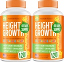 Pack of 2 Height Growth Maximizer - Made in USA - Natural Height Increase Booster & Teen Vitamins - Pillen om te groeien Taller op elke leeftijd - Bone Growth Supplement voor volwassenen en kinderen - 120 capsules