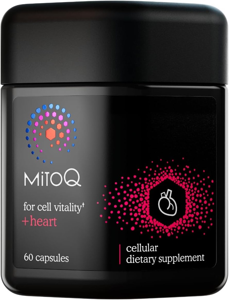 MitoQ +Heart Premium CoQ10 Antiossidante - Contiene Mitoquinol Mesylate, Magnesio, L-Carnitina & Vitamina D3 - Supporta la salute cardiovascolare e circolatoria, & Cell Vitality (60 capsule)