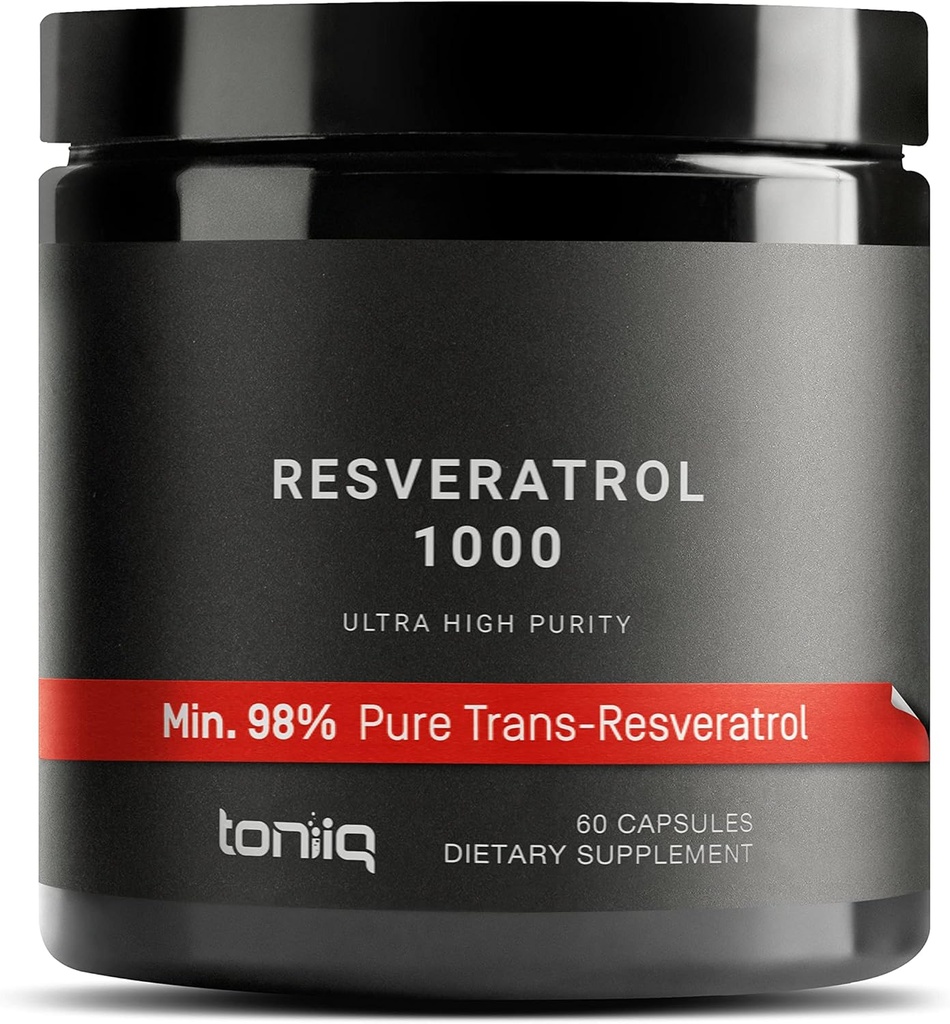 Ultra High Potency Third-Party Tested Trans Resveratrol 1000mg - 98% Rein, hochrein und biologisch verfügbar - Resveratrol Polygonum Root Extract - 60 Kapseln