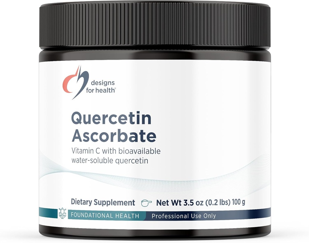 Dissenys per a salut Quercetin-Ascatorbar Powedder - 240mg QuerceSOLTM suplementari - Vitatata C per ajudar a la resposta normal de la seva litramina - Fàcil Afegeix- in, Vegan (77 Servings / 100g)