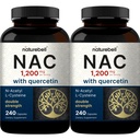 2 Pack NAC Supplement (N-Acetyl Cysteine) with Quercetin, 1,200mg Per Serving, 480 Capsules | Double Strength Antioxidant Support for Immune, Liver, & Lung Health – Non-GMO