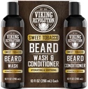 Viking Revolution Beard Wash and Beard Conditioner for Men with Argan Oil and Jojoba Oil - Beard Softener and Strengthener Beard Care Beard Shampoo and Conditioner with Beard Oil (10oz, Sweet Tobacco)