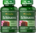 Puritan's Pride Premium Echinacea Natural Herb Herbal supplement 400mg, Dietary supplement for Health, Immune System Support, 200 Rapid Release Capsules, 2 Pack