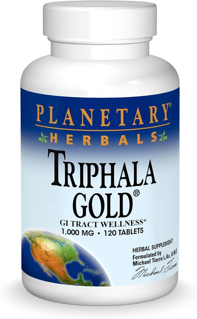 Gli erbe Planetari Triphala Gold 1000mg Extra Strength Ayurvedic - 120 compresse