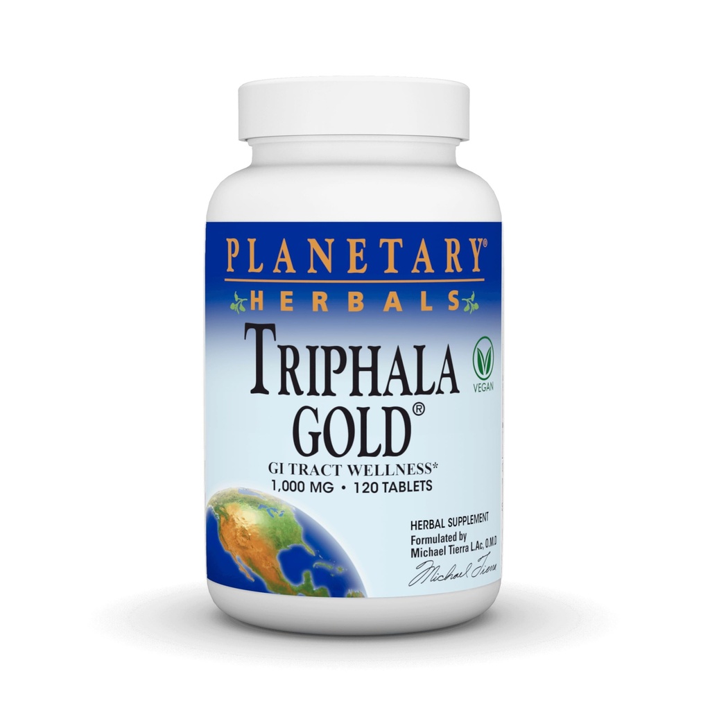 Planetary Herbals Triphala Gold 1000mg Extra Strength Ayurvedic - 120 Tablets | Vegan Support for GI Tract Wellness