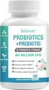 Probiotikai ir organiniai Prebiotikai moterims ir vyrams, 60 Billion CFUs 10 Trans, Parama Digestive & Gut Health, Dujos & Bloating, 30 kapsulių