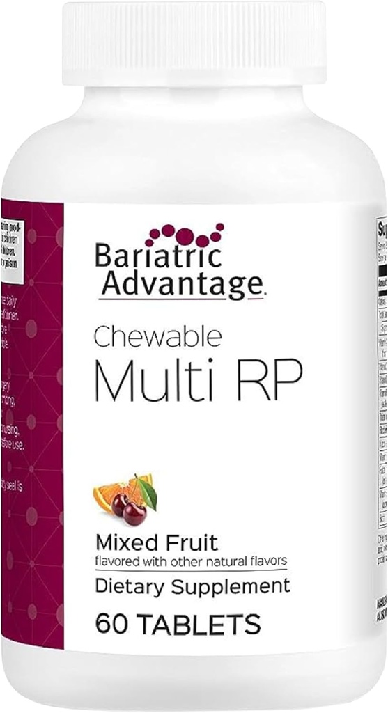 Bariatrische Voordeel Kauwbare RP Multivitamine - voor patiënten met bariatrische chirurgie - met ijzer, koper, vitamine C, A, zink & More - 100% DV van 18 voedingsstoffen - 60 Tel - gemengd fruit