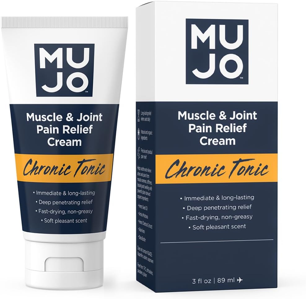 MUJO Chronická tonická muskuloskeletální a kloubní reliéf krém - Fast- acting, Long- Lasting Organic Ingredients - Deep penetrating for Artritis / Spreins - 3 fl oz
