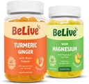 Be Live Bundle Magnesium ו- Turmeric Gummies for Relaxation, Sleep, Inmune Support and Mobility Support