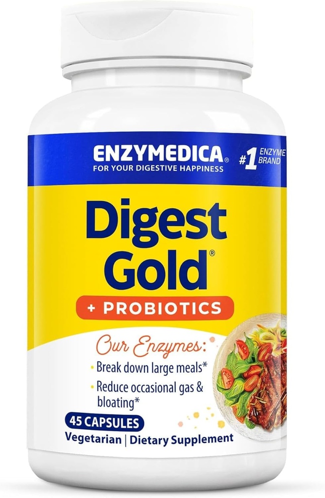 Enzymedica Digest Gold + пробиотики, формула 2 в 1 для здоровья кишечника, пищеварительные ферменты и 1 миллиард активных пробиотических культур, 45 граф