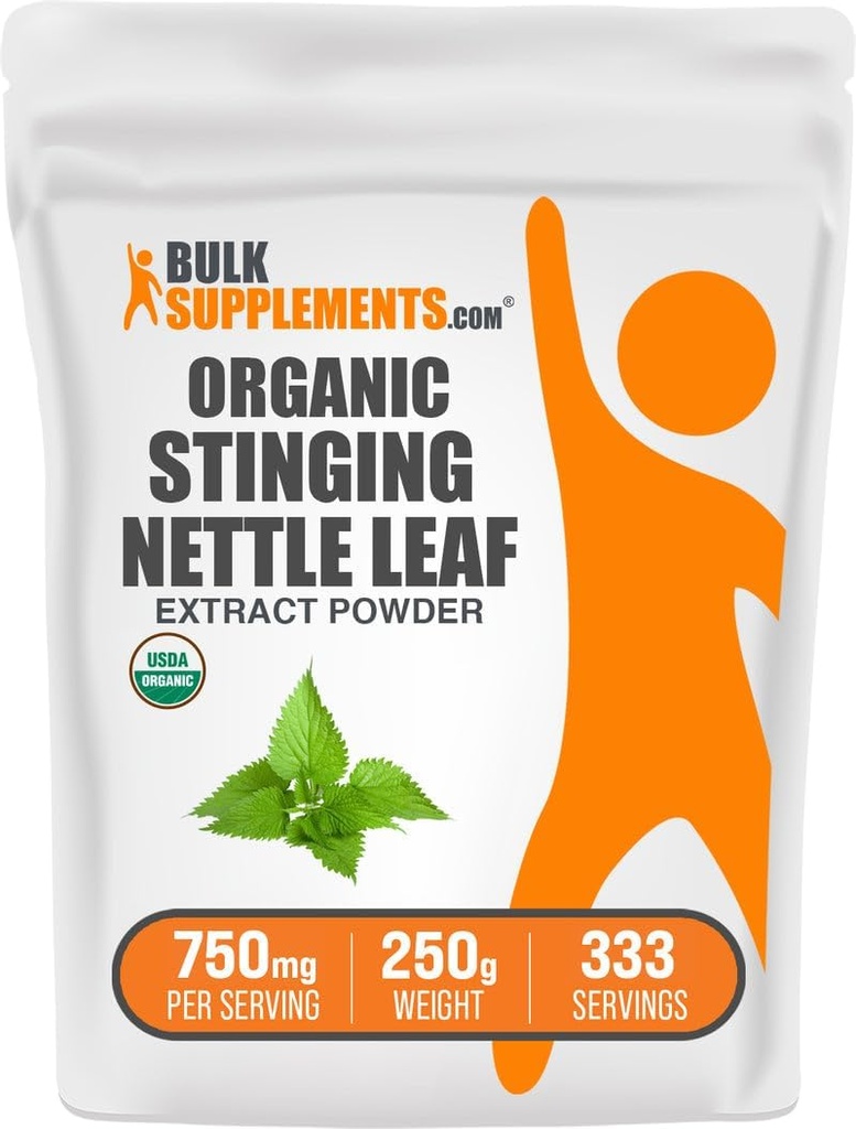 BulkSupplements.com Organic Stinging Nettle Extract Powder - Nettle Leaf Extract, Herbal Supplement - Vegan & Gluten Free, 750mg per Serving, 250g (8.8 oz) (Pack of 1)