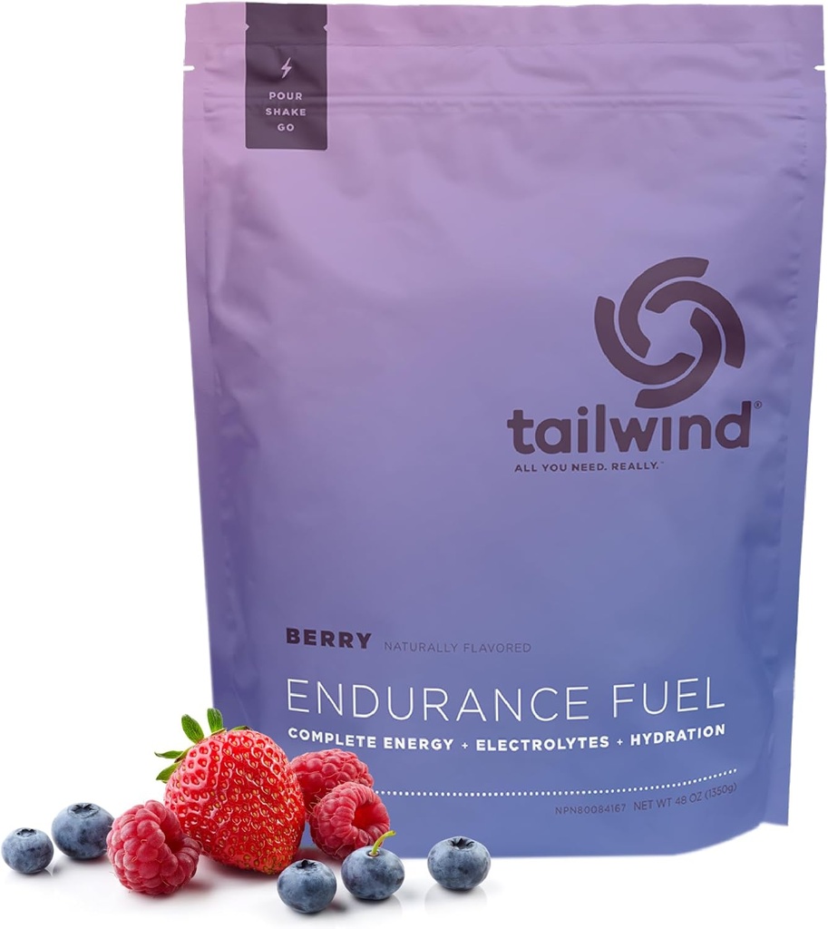 Tailwind Nutrition Endurance Fuel, Angliavandeniai & Electrolyte Sports Drinkinti milteliai, nemokamai, Veganas, Berry, 50 Paslaugos
