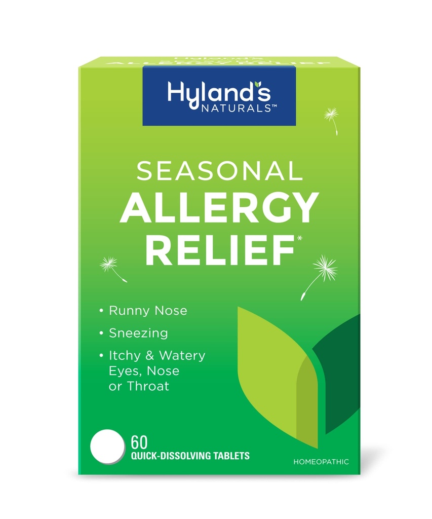 Hyland's Indoor and Outdoor, Non Drowsy Seasonal Allergy Relief Pills, For Sneezing, Runny Nose, Itchy and Watery Eyes, Nose or Throat, Safe and Natural, Quick Dissolving Tablets, 60 Count