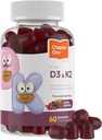 Zahler Capitolo Una vitamina D3 K2 Gummies, contiene 1000IU di vitamina D3 e 45MCG di vitamina K2, D3 e K2 Integratore pancia, Kosher, 60 Gummies