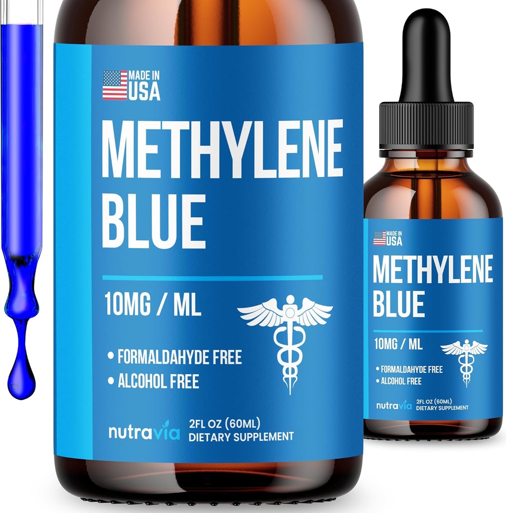 Methylen Blue 99,99% - Offizielle Formel - Methylen Blue Liquid Drops Advanced Strength Formula, Erhöhte Absorption, Methylen Blue Supplement Liquid Powder im Vergleich zu Pharmaceutical Grade (2oz)