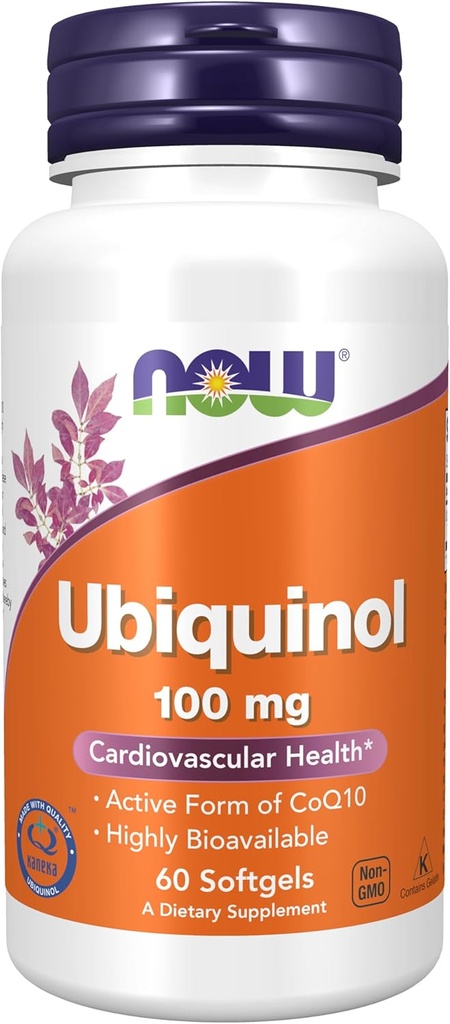 الآن ملحقات الأغذية، Ubiquinol 100 mg, High Bioavailability (الشكل النشط من CoQ10), 60 Softgels