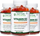 Zaytun Halal Vitamina D3 2000 UI Gummies, Suportă Bone & Immune Health, Promovează funcția musculară, Gluten & Gelatină Gratuit, (3-Pachet) - Made in USA